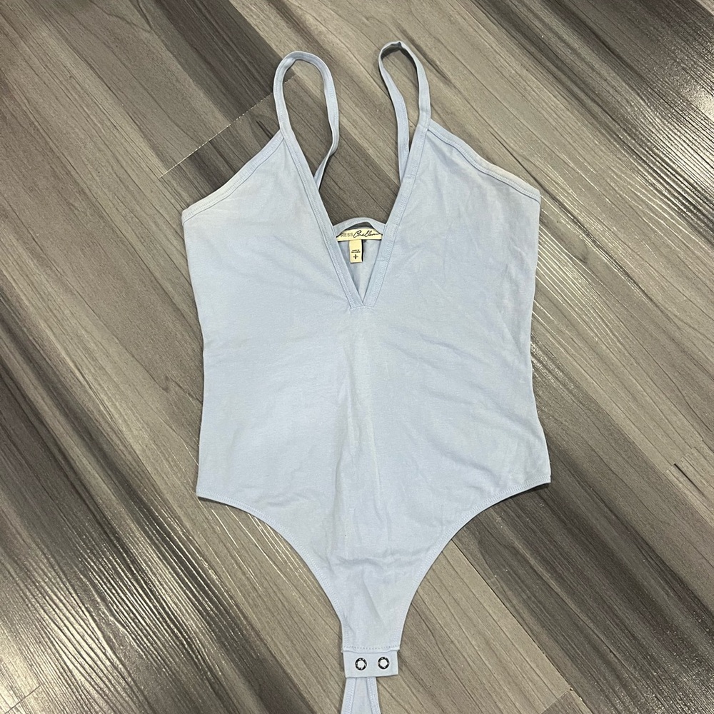 Express Light Blue V-Neck Bodysuit